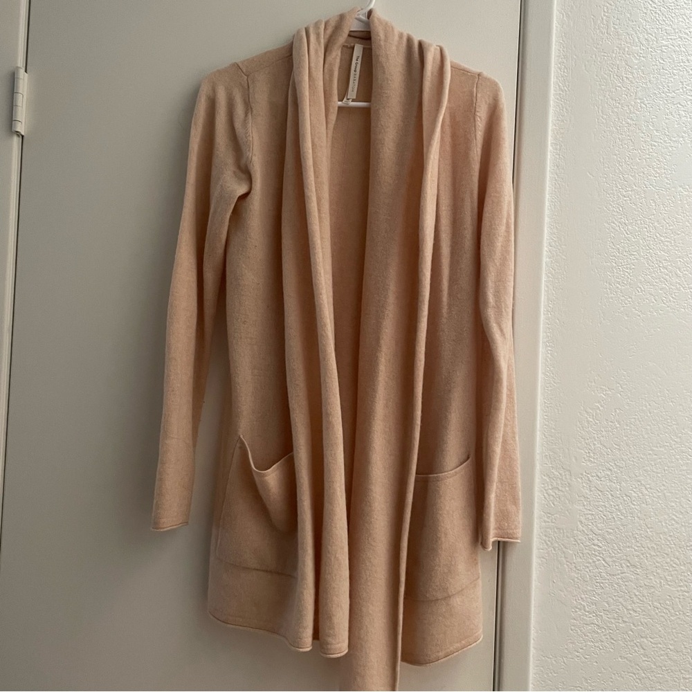 Aritzia tan wool long cardigan